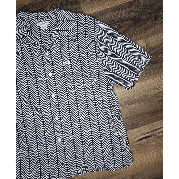 Vintage 90s Guess Jeans USA Men’s Button Up Shirt XL Black White Wavy Stripe Mad - Picture 8 of 16